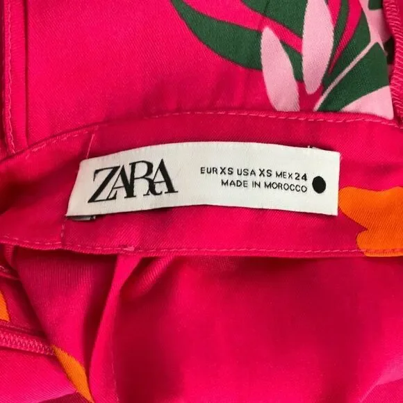 Zara Pink Orange Floral Mock Neck Sleeveless Open Back Cutout Jumpsuit Size XS - Picture 3 of 6